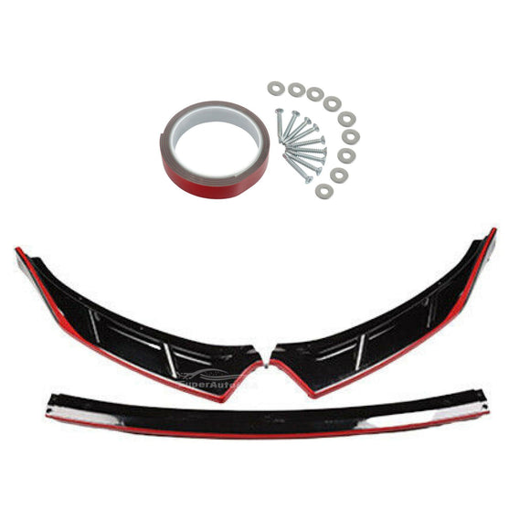 For K5 2021 2022 2023 Performance Style Front Bumper Lip Spoiler (Gloss Black with Red Trim)