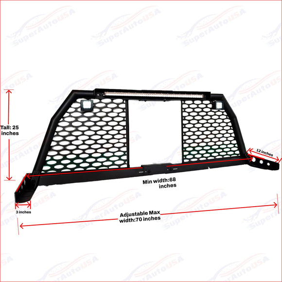 For Chevy Silverado LED Light Bar Steel Matte Black Roll Bar Headache Chase Rack