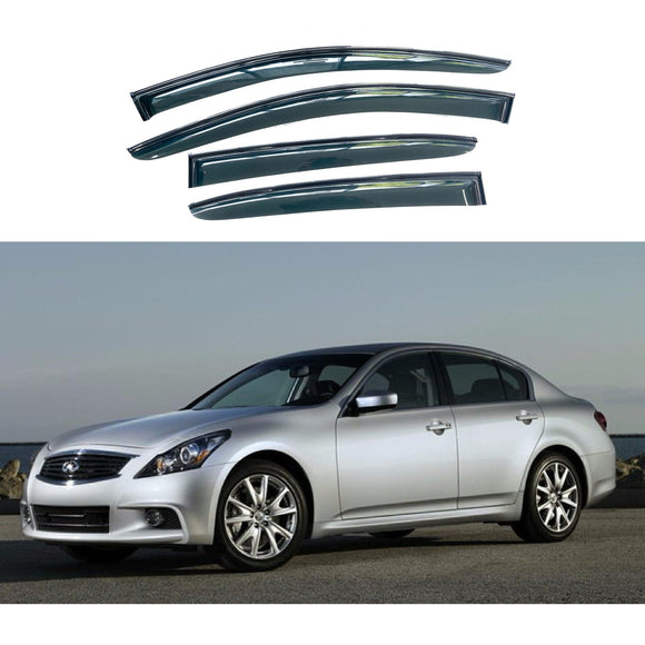 Fit 2007-2015 INFINITI G25 G35 G37 Q40 Carbon Fiber Trim Style Vent Window Visors Rain Sun Wind Guards Shade Deflectors