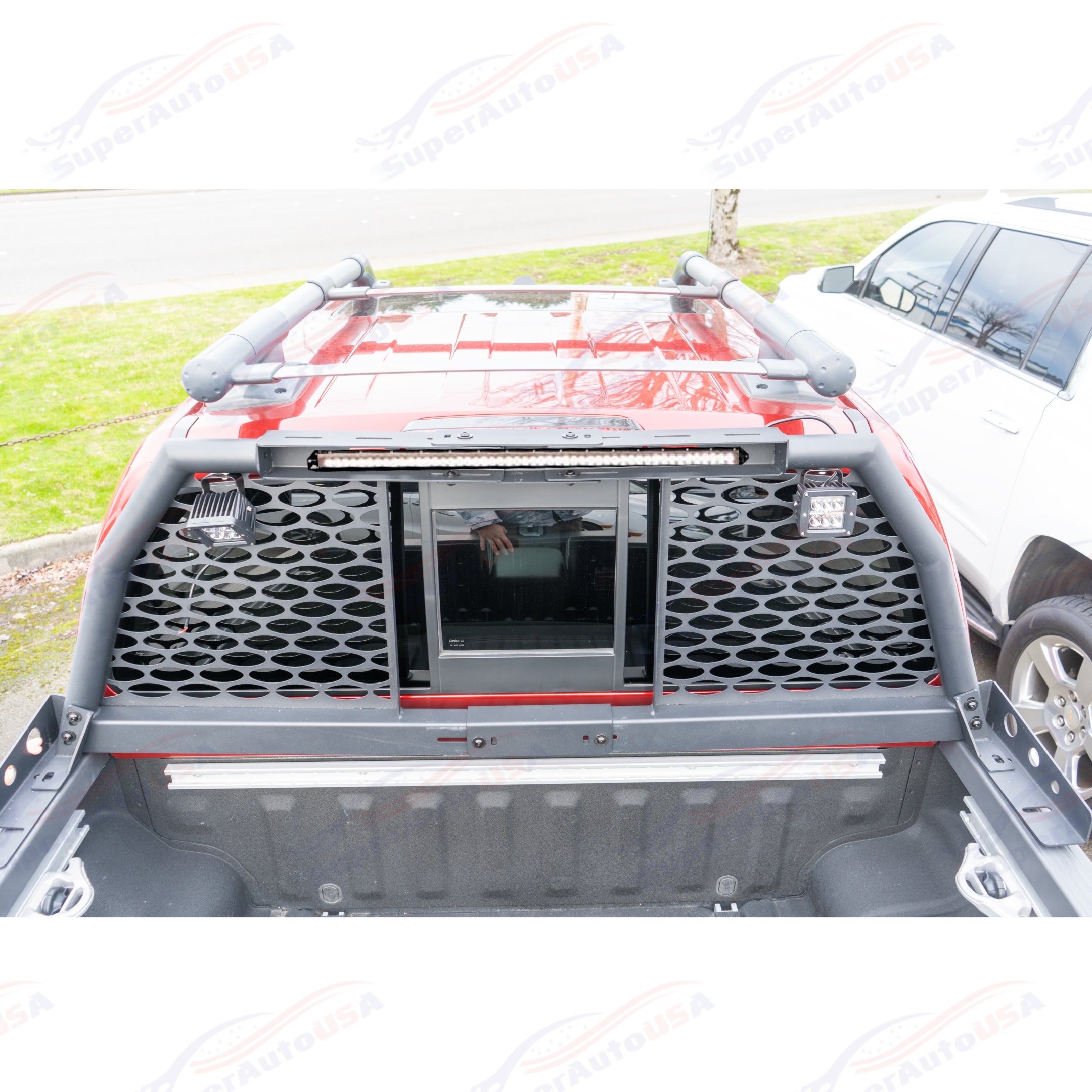 For Nissan Frontier LED Reinforced Steel Adjustable Roll Bar Headache Chase Rack-4