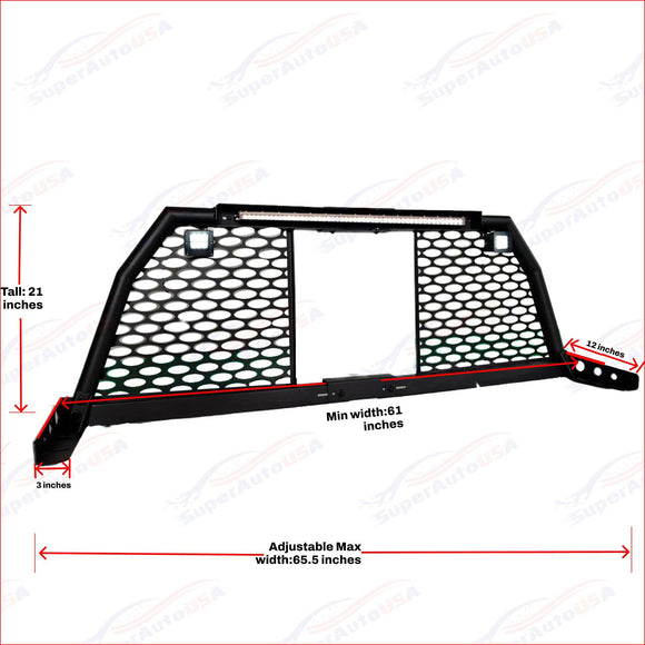 For Chevy Colorado LED Reinforced Steel Adjustable Roll Bar Headache Chase Rack