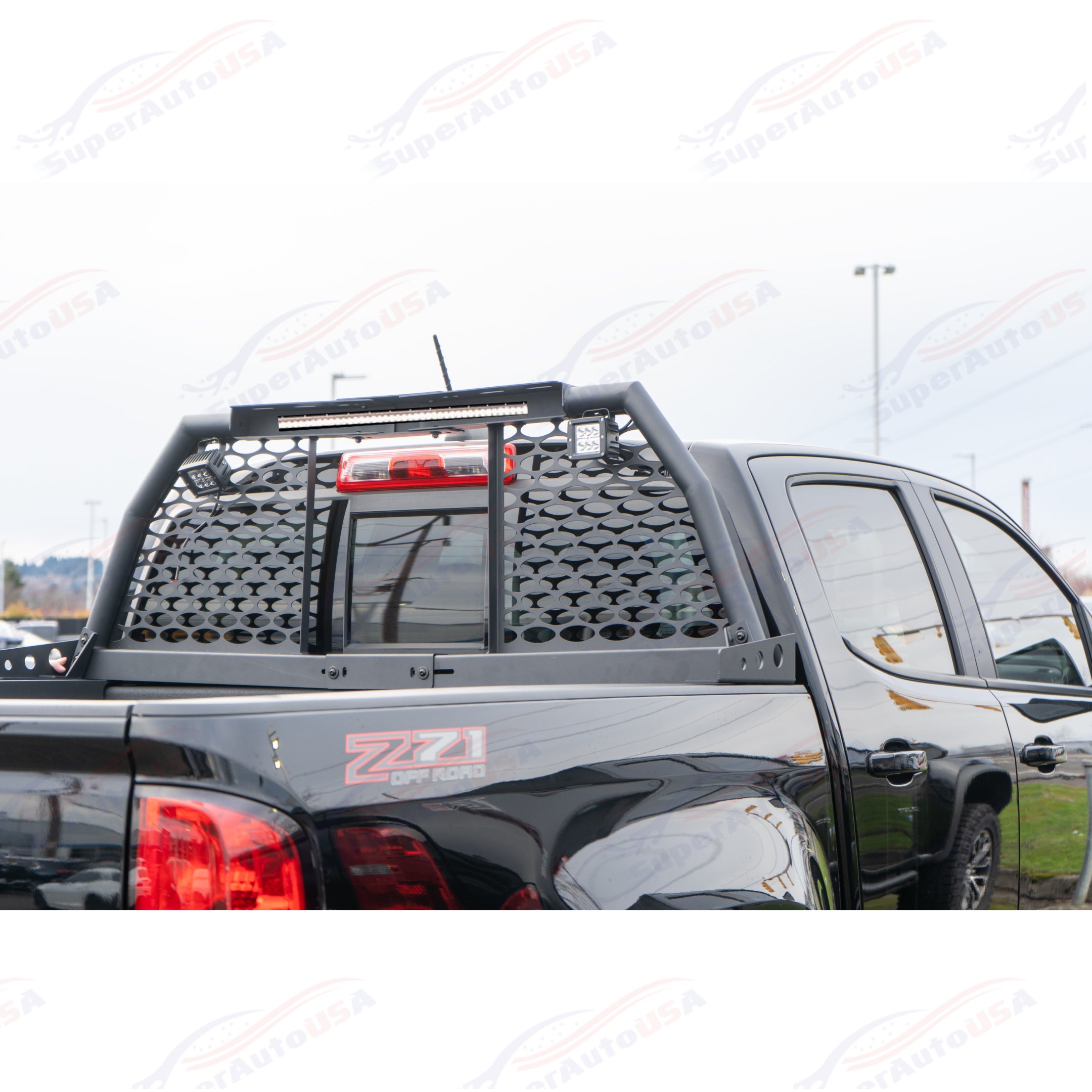For Chevy Colorado LED Reinforced Steel Adjustable Roll Bar Headache Chase Rack-6