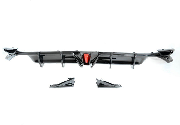 Fit For 2018-2026 Toyota Camry LE XLE Rear Bumper Lower Diffuser Spoiler with LED Light (Gloss Black)