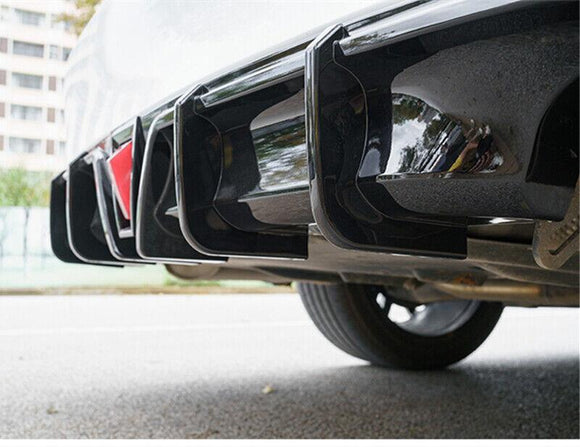 Fit For 2018-2026 Toyota Camry LE XLE Rear Bumper Lower Diffuser Spoiler with LED Light (Gloss Black)