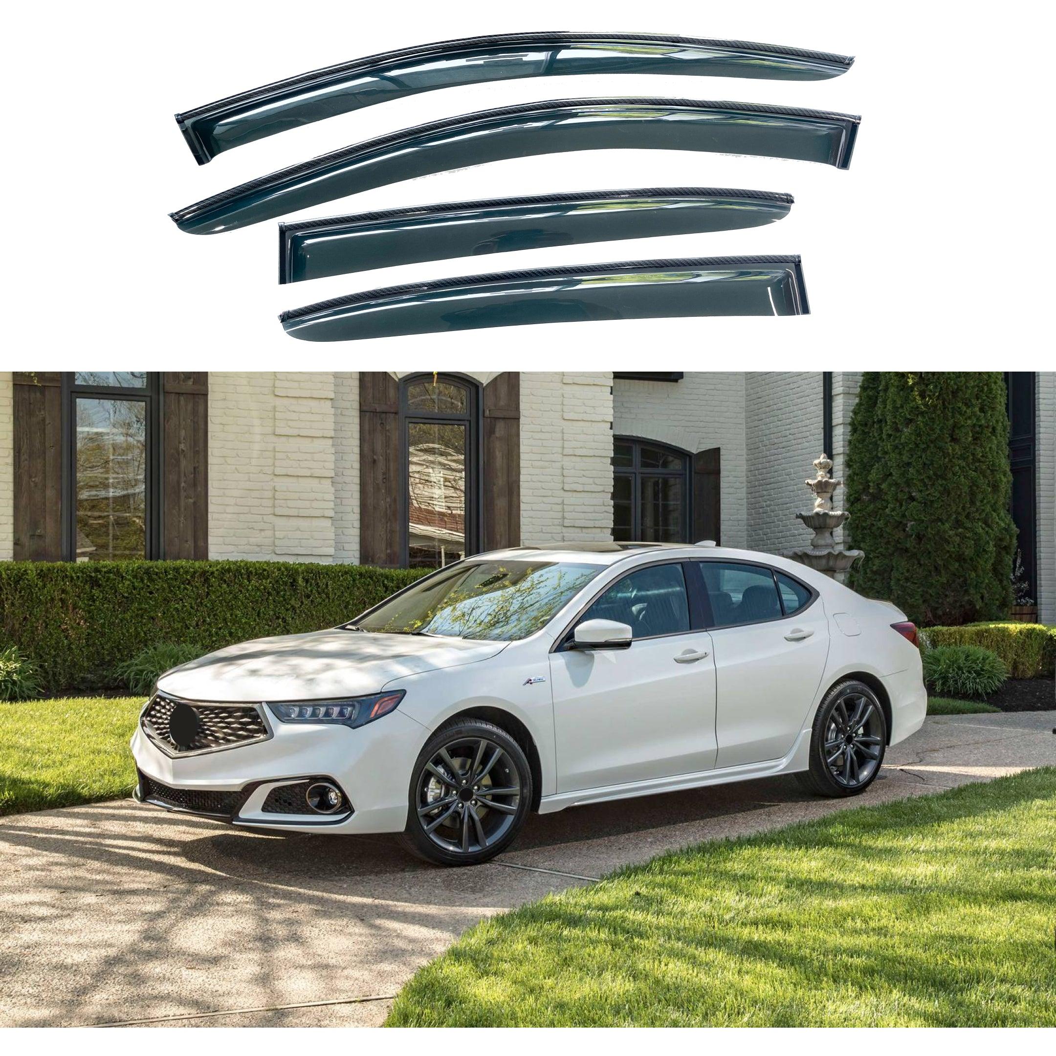 WellVisors Side Window Deflectors For Acura TLX Sedan (2015-2020) – Smoke Tint Rain Guards, Black Trim