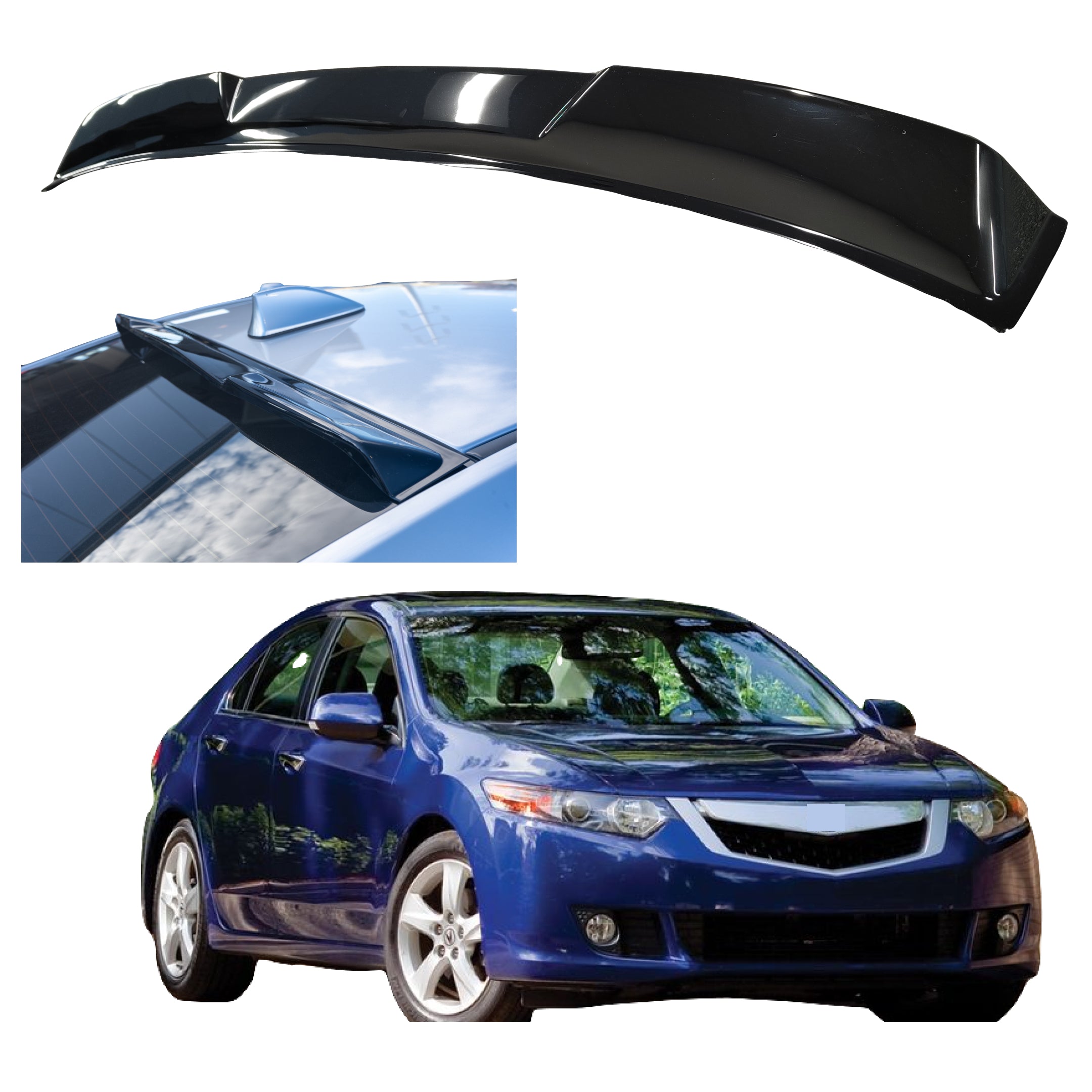Fits 2009-14 Acura TSX Gloss Black V Style Rear Roof Window Visor Spoiler-1