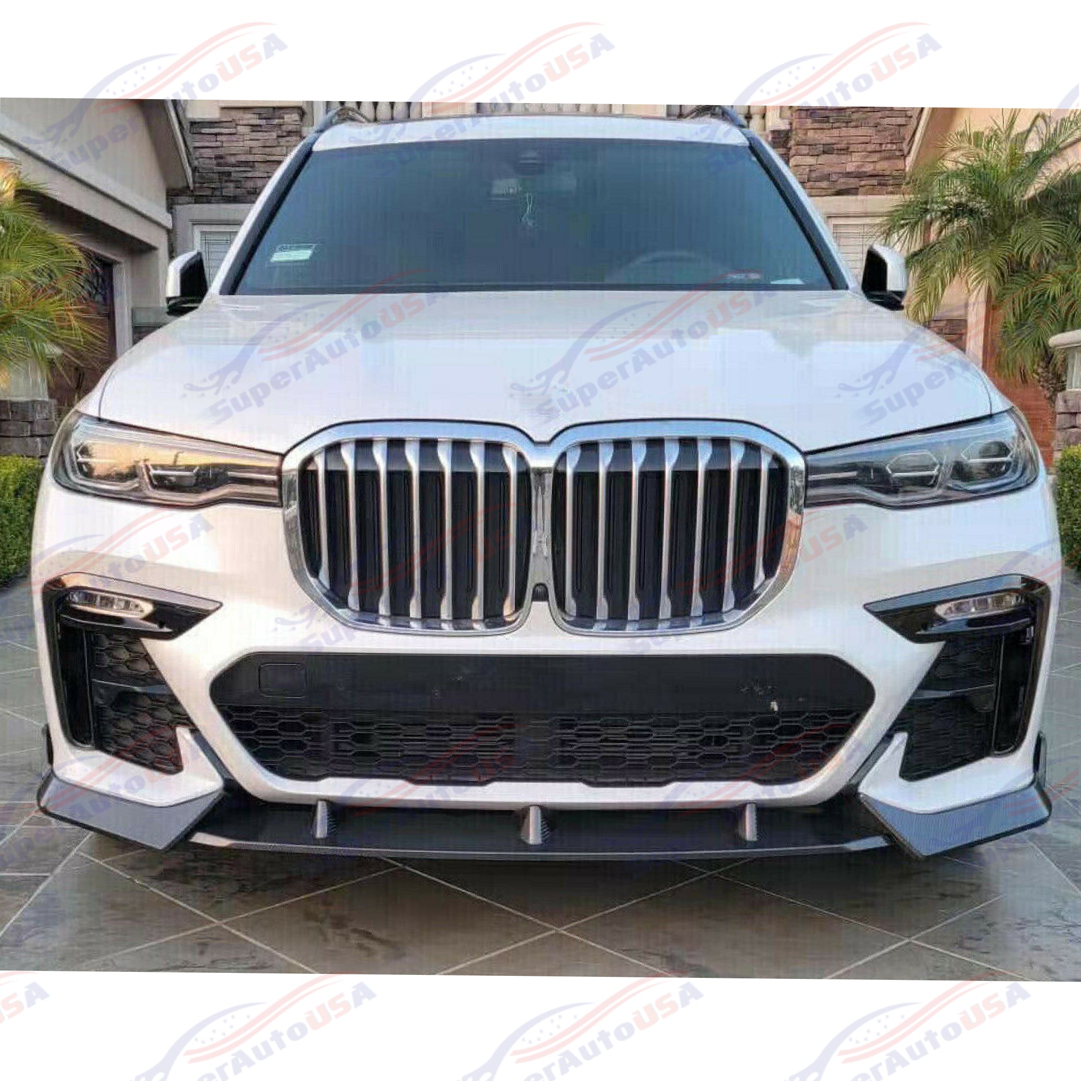 For 2019-2022 BMW X7 Gloss Black Competition Performance Style Front Bumper Lip-3